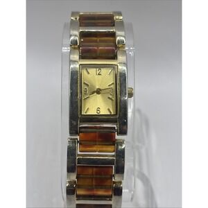 Women's Gold & Tortoise Shell Finish Quartz Watch 7.5"‎ Band- New Battery